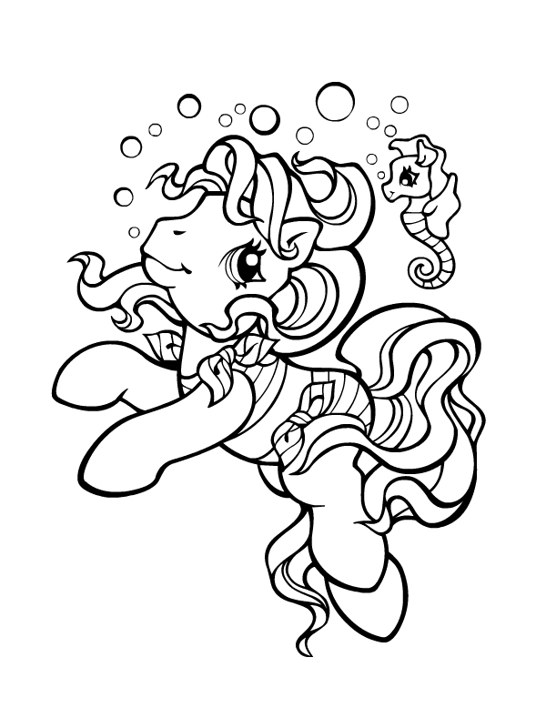 coloriage petit poney baigneur